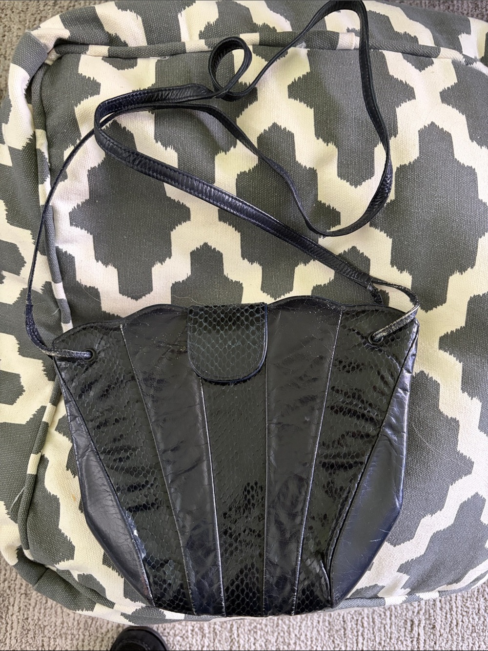 Navy Blue  -Snake Leather Crossbody Bag